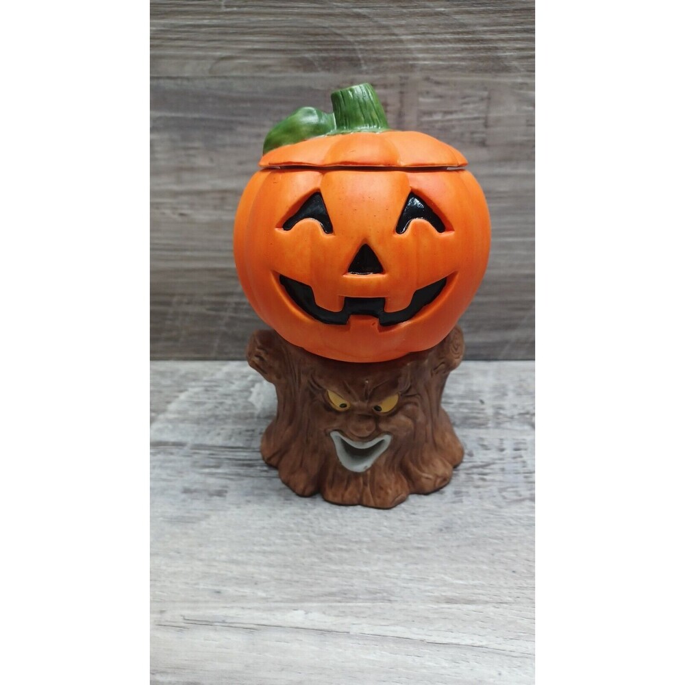 Vtg 1980s Jack O Lantern Porcelain Potpourri Pot Halloween